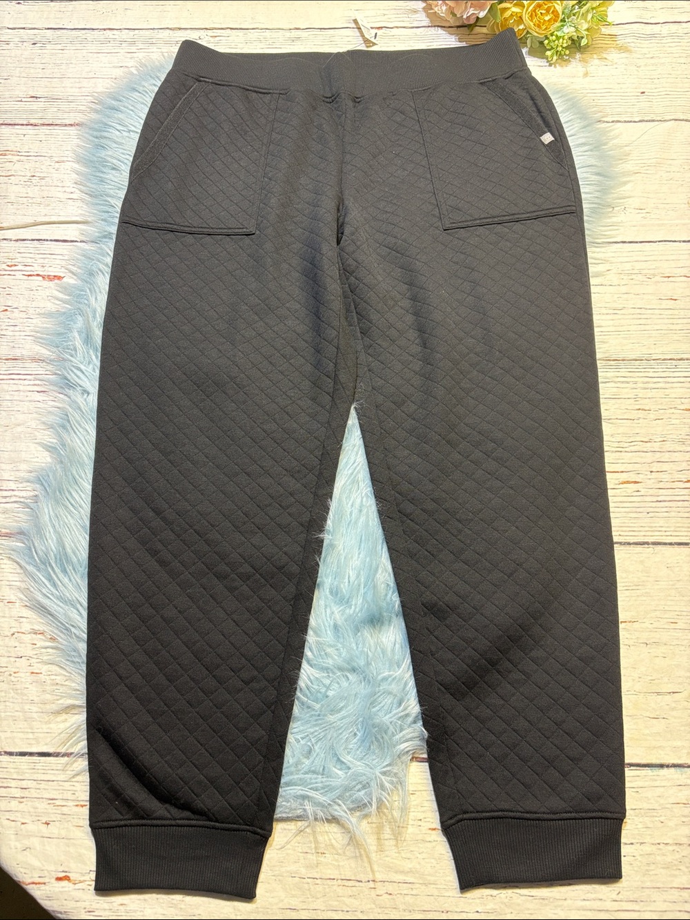 NWT T By Talbots Black Quilted Soft Jogger Sweatpants sz XL